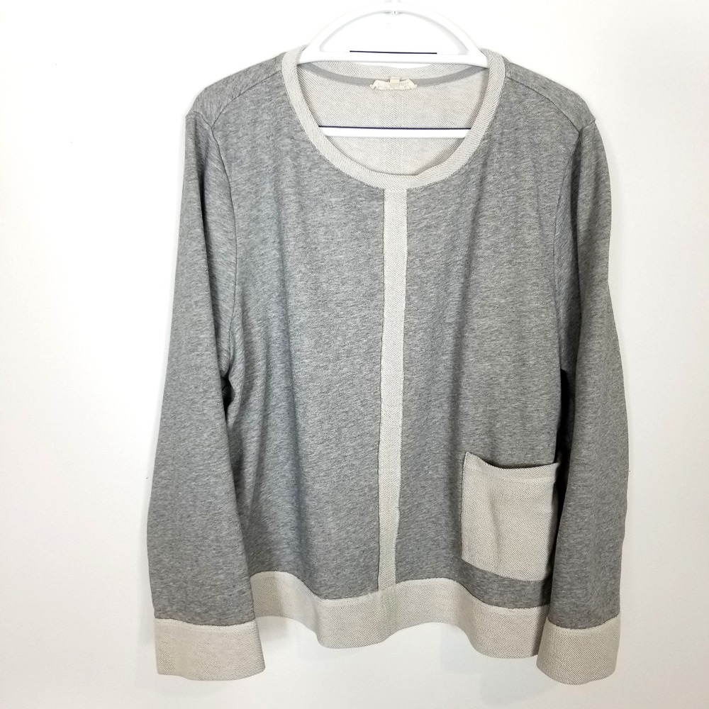 Escape Habitat Women Terry Pocket Sweatshirt Pullover Sz 2XL Gray Lagenlook